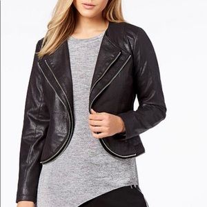 Bar III Tiered Faux-Leather/Suede Moro Jacket